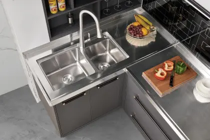 Minimalist Stainless steel kitchen cabinet