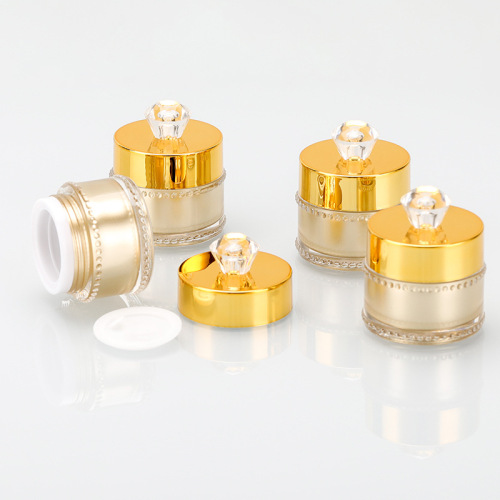Diamante Top Golden Plastic Mini Amostra 5g Conjunto de ouro de jarte cosmético de acrílico