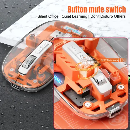 Wireless Transparent Tri Mode Mouse BT 2.4ghz Rechargeable Type C Silent Office Mouse for Laptop and Tablet