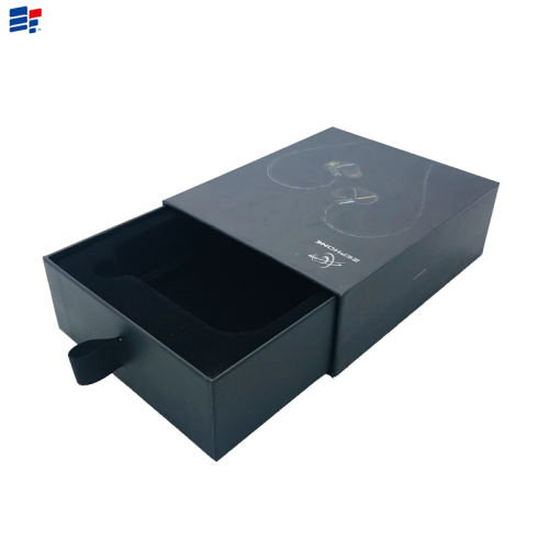 Simple black earphone drawer gift box