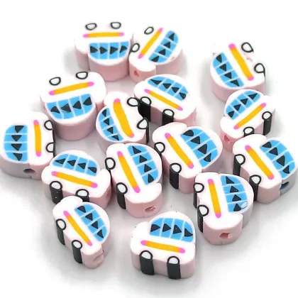 Round flat flower ancient clay beads