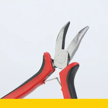 Curved Mouth Polishing Manual Small Steel Pliers with Plastic Handle