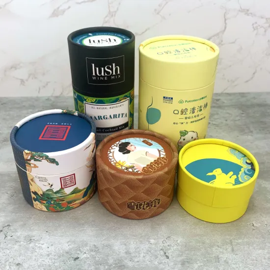 Biodegradable Custom Printing Round Cylinder Box Paper Tube Packaging for Tea, Wine, and Flowers