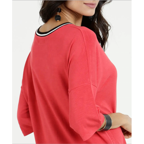 Kimono-sleeved blouses for women black white tape blouse