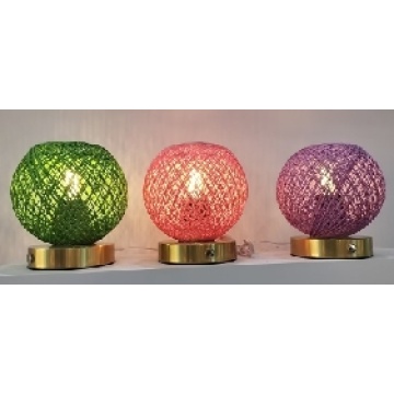 Paper rope shade rechargeable table lamp