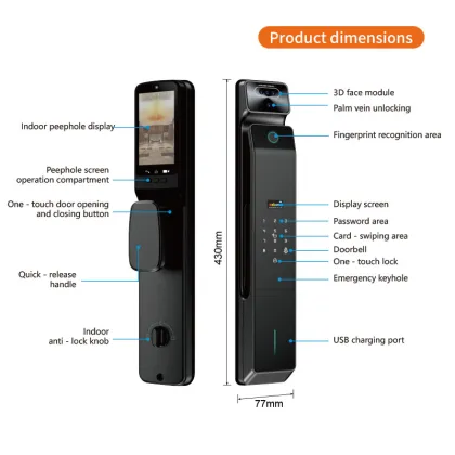 Biometric Fingerprint Palm Vein Recognition Smart Door Lock