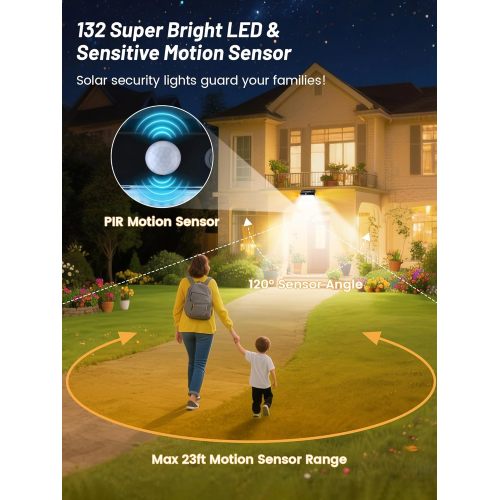 Luz con sensor de movimiento exterior de 3 lados