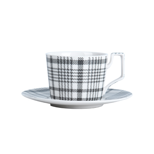 Modern Ceramic Coffee Cup and Saucer Porcelain Tea Cup Set With Pot Fabric Texture