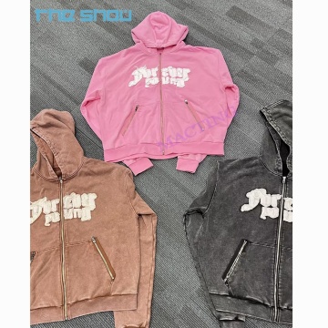 Applique Distressed Patch Embroidery Hoodies