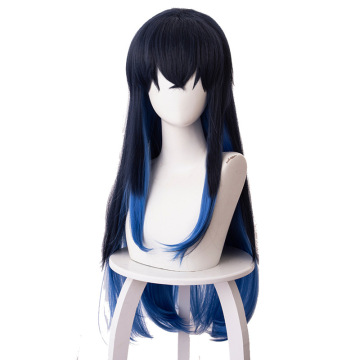 Navy Blue Mixed Sapphire Synthetic Hashibira Inosuke Cosplay Wigs - Ready to Ship