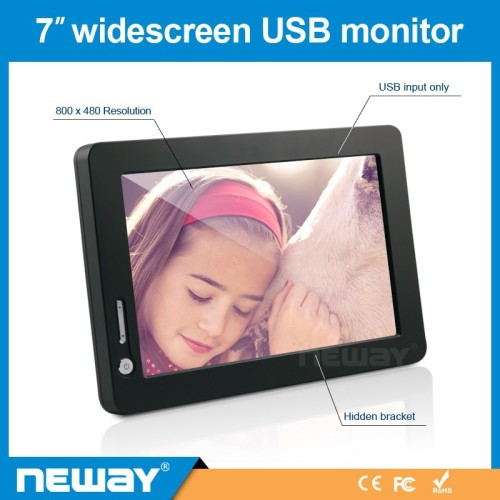 7 inch 16:9 widescreen extend displaylink portable USB LCD Touch Monitor