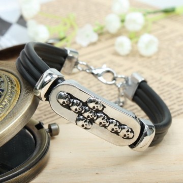 Fashion Skull shape cross silver plated color metal link bracelet wholesale