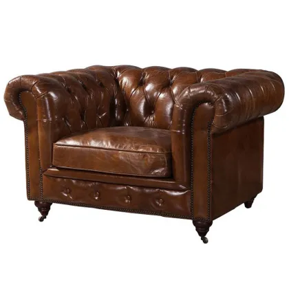 Tan Retro Leather Chesterfield Sofa