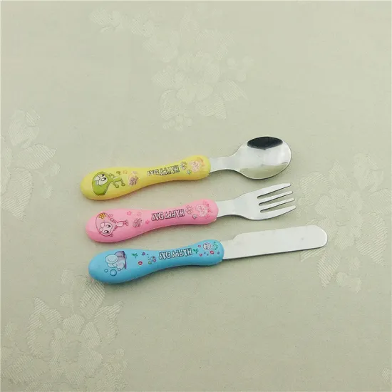 Children's Plastic Handle Stainless Steel Tableware Set
