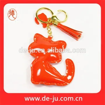 Orange Leather Cheap Light Mobile Phone Key Chain