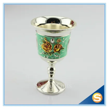 Handmade Enamel Rose Design Metal Antique Royal Wine Set Handicraft Wedding Set