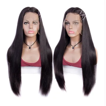 Silky Straight Human Hair 13*6 Lace  Frontal Wig For Black Women Good Quality Raw Indian Hair Virgin Human Hair Wig Lace Front