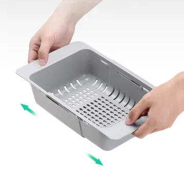 New Design Plastic Vegetable Fruit Washing Storage Basket Kitchen Drain Basket Retractable Sink Drain Rack