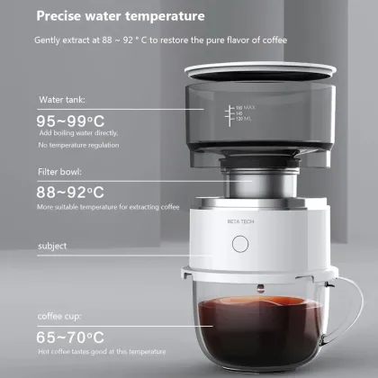 Smart Mini Portable Drip Coffee Pot: Automatic, Hand-Brewing, Outdoor Coffee Extraction with Built-in Grinder and Electric Percolator