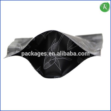 Black silver Foil Reclosable Stand Up Ziplock Tea Bag