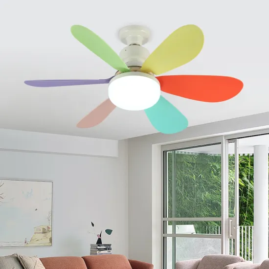 Smart Remote Controlled Indoor Bedroom LED Ceiling Fan with E27 Socket and Mini Fan Light