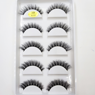 5 Pairs Wispy Faux Cil 25mm Mink False Eyelashes - Full Strip Eyelashes (Old) Fluffy 3DX
