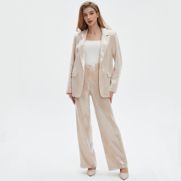 Ladies' apricot sequin suit set