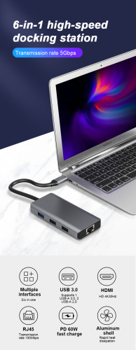 6in1 USB Type-C USB-C Multi Multi Laptop