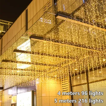 4/5M Christmas Lights Outdoor LED Curtain Icicle String Lights Festive Wedding Garland Light for Garden Mall Party Decor Lamp