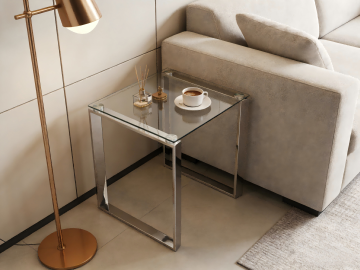 Contemporary Square Side Table with Glass