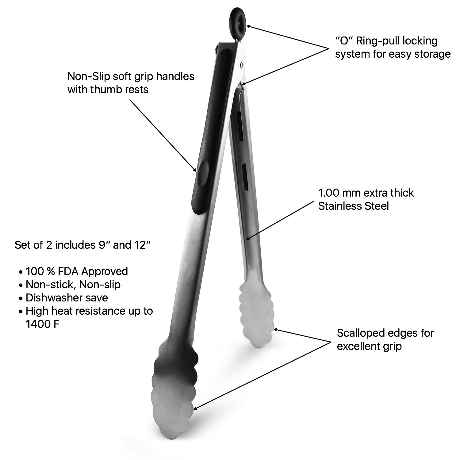 stainless steel food tong