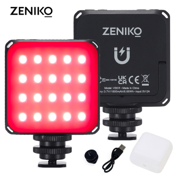 Zeniko VS5R Mini RGB Light tascabile a figurabile a colori per telefoni e telecamere