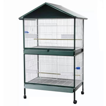 Large Steel Aviary Coop Pet Parrot Cage with Roof and Food Bowl