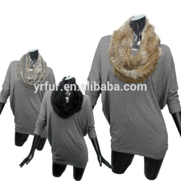 YR883 Keep warm neck wear real rabbit fur snood scarf