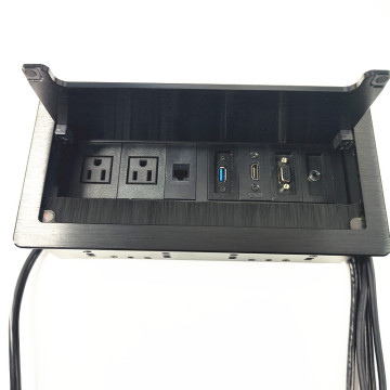 US Aluminum Alloy Conference Table with Hidden Cable Management and USB Ports