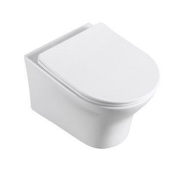 Hanging Wall Mounted Toilet Bowl One Piece Ceramic UF Material Soft Closing Seat Flush Pipe Component Modern Hotel Round 27-32kg