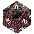 Dragon Scale Metallic 20 Sided Polyhedral Dice 33mm, Over-Sized Solid Metal Dragon Eye D20 Dice (1 Die)