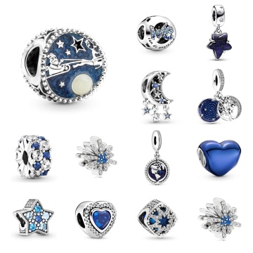Hurtowe damskie DIY Blue Crystal Jewelry Charms and Peads