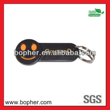 mini plastic trolley token coin keychain