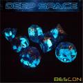 Bescon Super Glow in the Dark Nebula Glitter Polyhedral Dice Set DEEP SPACE, Luminous RPG Dice Set, Glowing Novelty DND Game Dice