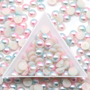 Rainbow Color Faux Plastic Pearl Beads: Whatstone 2-16mm Lt. Pink & Lt. Blue Half Pearls