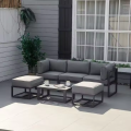 Ensembles de meubles extérieurs jardin imperméable sectionnelle en section d'extérieur oxford gris rattan luxe en forme de canapé en forme de U avec foyer