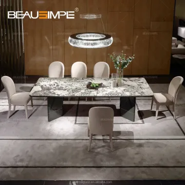 High-End Dining Table Set with Marble Finish