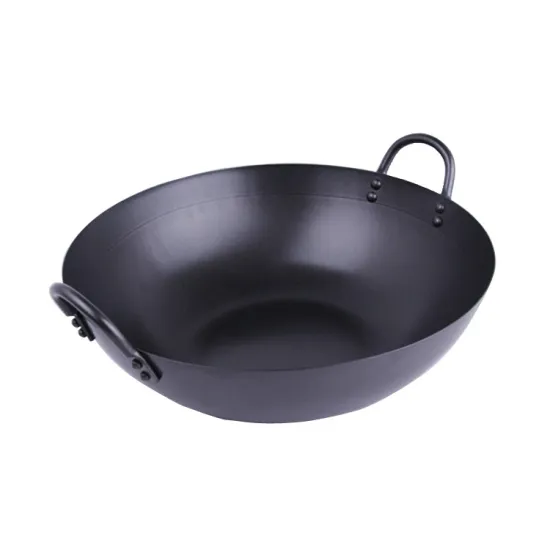 Wholesale Metal Factory Two Steel Handle Chinese Carbon Steel Wok