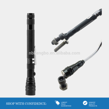 Portable Extendable Telescoping Neck Flashlight 3 Led Torch Magnetic
