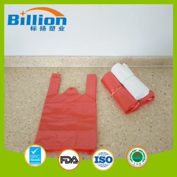 8" X 15.25" Red Color HDPE Supermarket Shopping Plastic Bags