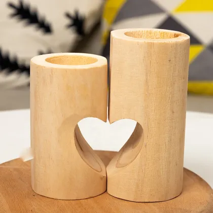 Wood Cylinder Candlestick Christmas for Home Decoration