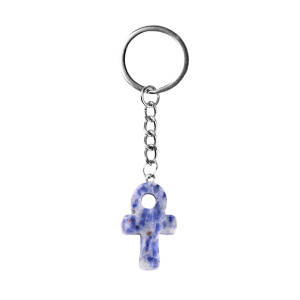 Sodalite Handmade Craved Ankh Pendant (20x30mm) Keychain