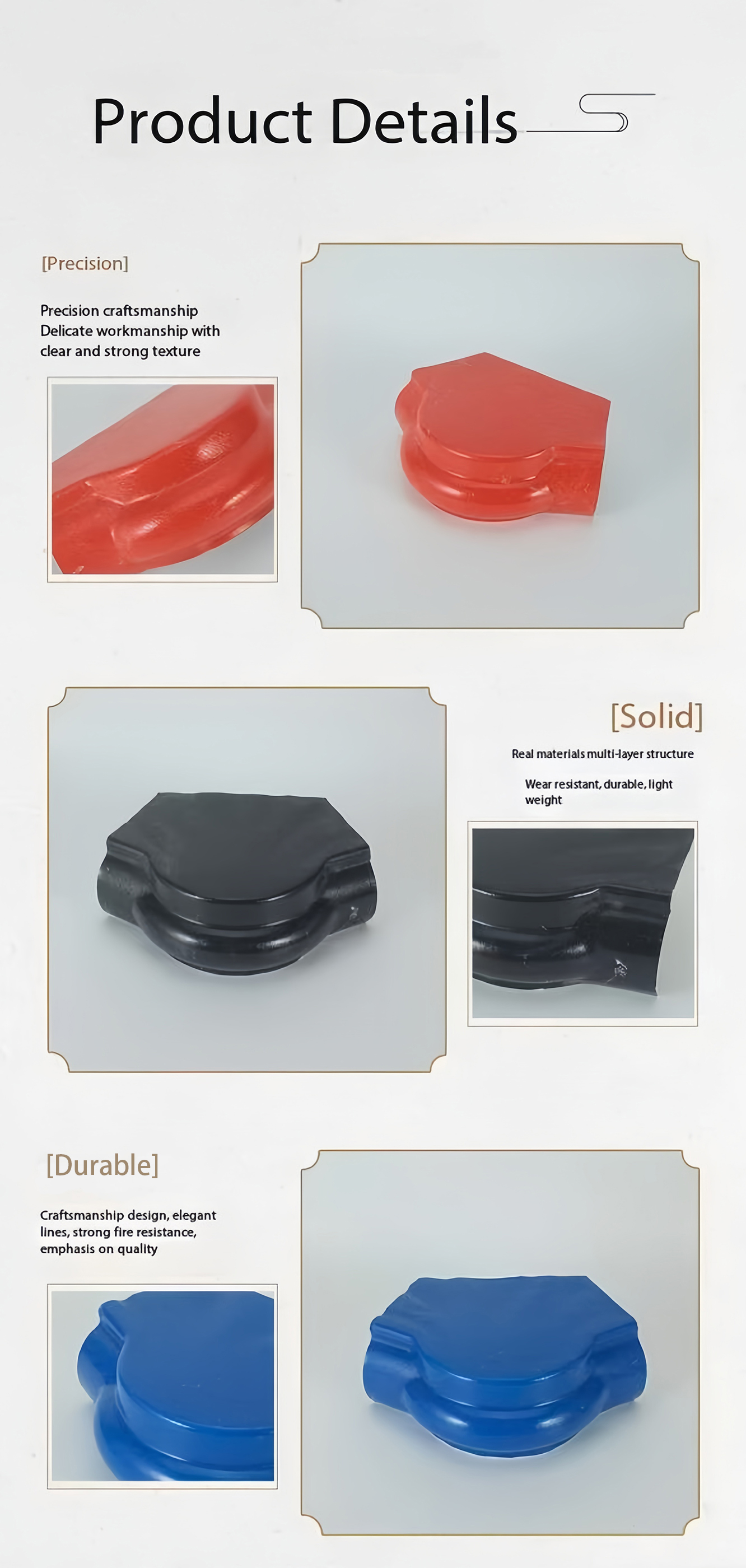 Detail of Top Ridge Cover fitting for resin tiles roof