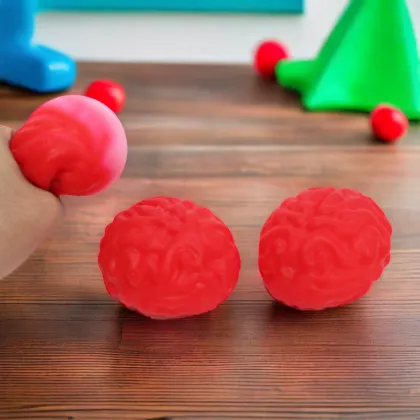 Red Brain Stress Relief Splat Balls: Novelty & Gag Toys for All Ages